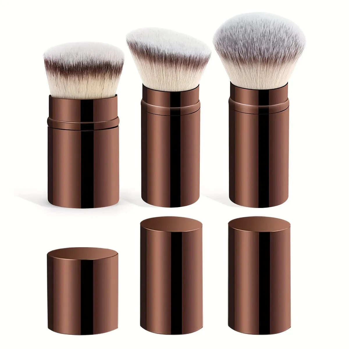3 stücke Professionelle Erweiterbar Gesicht Make-Up Pinsel Blush Powder Foundation Pinsel Synthetische Weiche Pinsel Für Flüssige Kosmetik — image 4