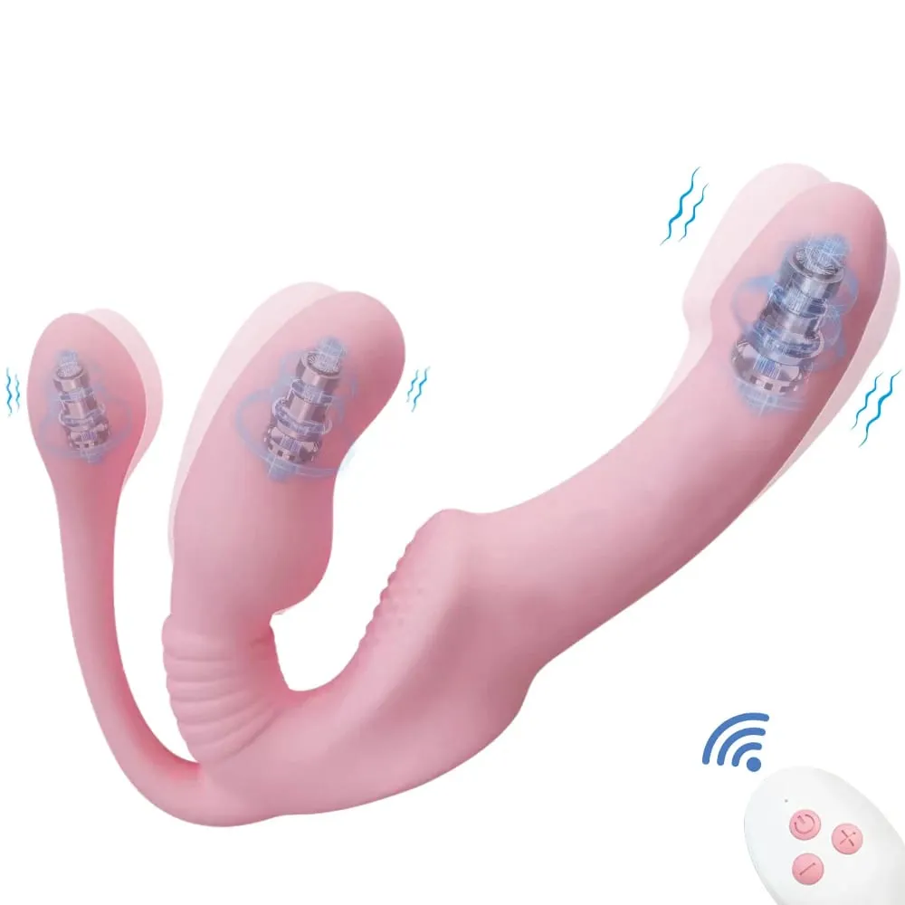 Trägerloser Umschnalldildo, Vibrator, Analplug, Massagegerät, Lesben, 3-in-1-Vibrator, G-Punkt, stimuliert die Klitoris, Sexspielzeug für Paare — image 1