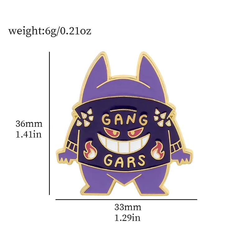 Broches de dessin animé Gengar, épingles à revers en émail pour sac à dos, accessoires de Collection de Fans, broches cadeaux — image 11