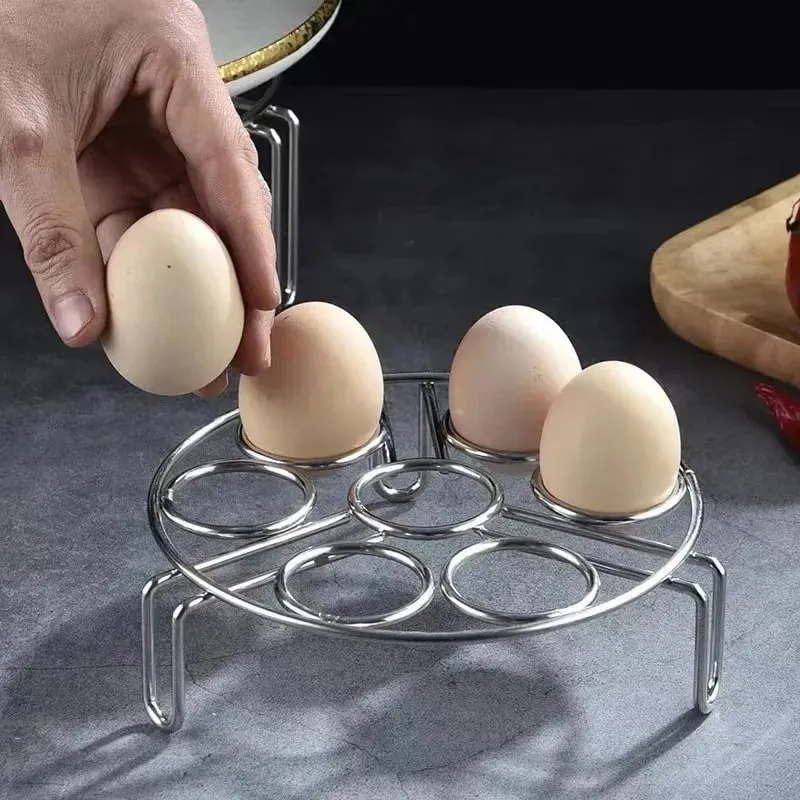 Rack de ovos a vapor de aço inoxidável, multifuncional, para uso doméstico, prateleiras mais grossas de isolamento térmico, pés altos, prateleiras para ovos cozidos no vapor, 1 peça — image 4