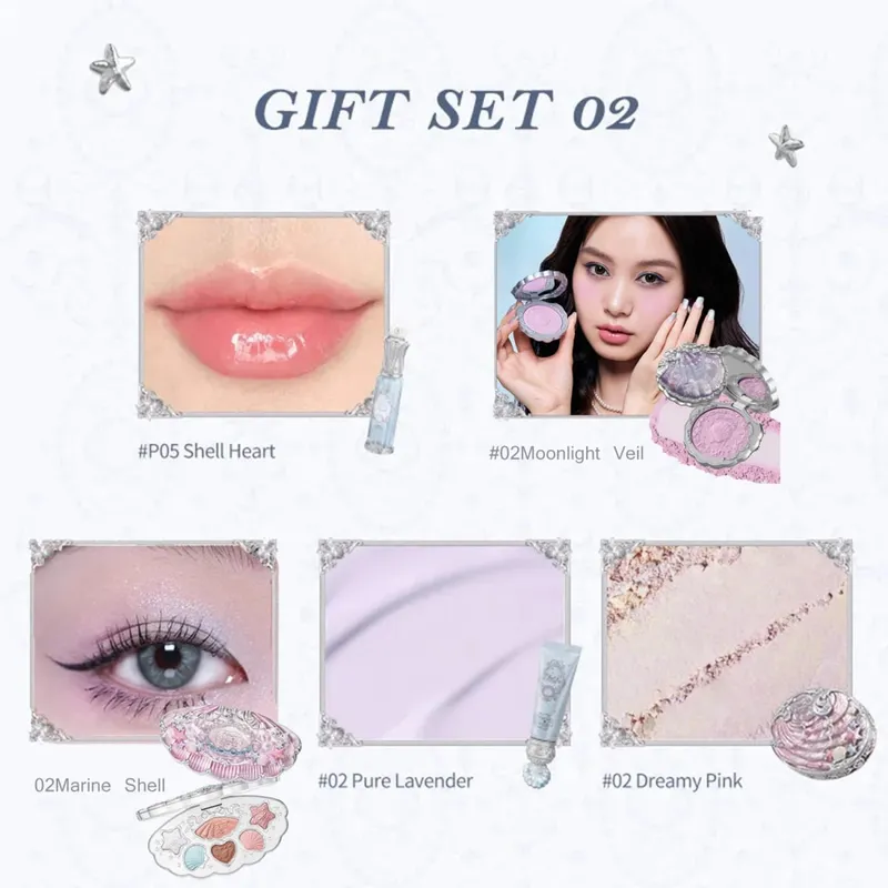 Flower Knows Shell Jewel Collection Set Hadiah Makeup Profesional Eyeshadow Blush Lip Glaze Setting Powder Correcting Primer Kit — image 3