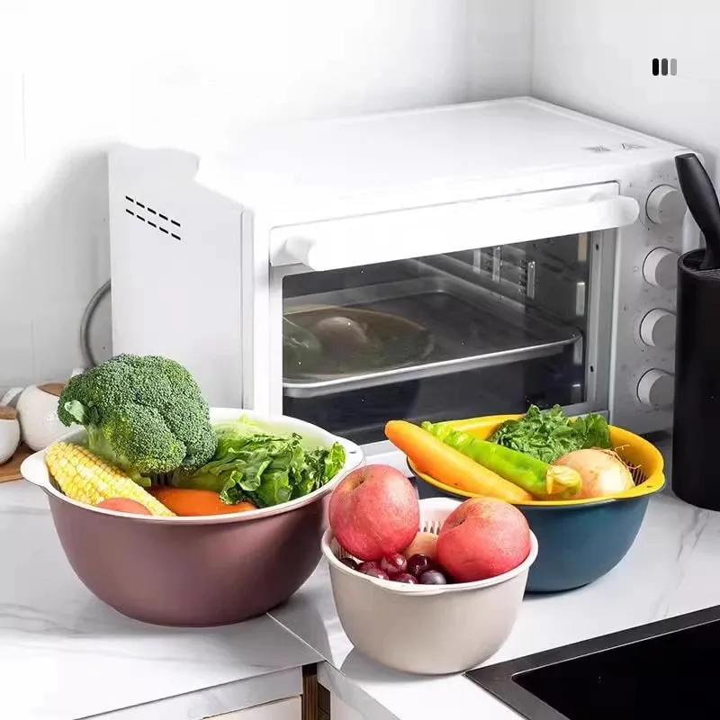 6PCS 주방 싱크 야채 드레이너 과일 바구니 다기능 3 크기 Stackable Wash Basin 야채 배수 바구니 분지 — image 5