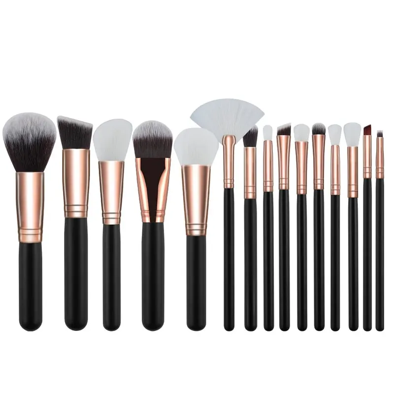 15 stk Professionelle make-up børster Sæt Makeup Power Brush Make Up Skønhedsværktøj Blødt syntetisk hår med læderetui — image 12