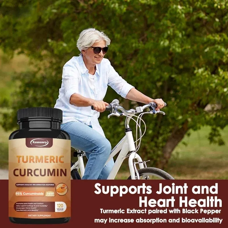 Integratore in capsule di curcuma e curcuma con estratto di pepe nero BioPerine per il supporto digestivo e immunitario articolare — image 7