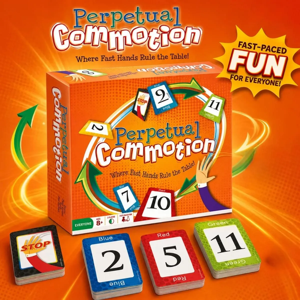 Commozione perpetua Mani veloci Gioco di carte con numeri Gioco di reazione strategico per feste in famiglia Versione inglese 2026 Nuovo modello — image 1
