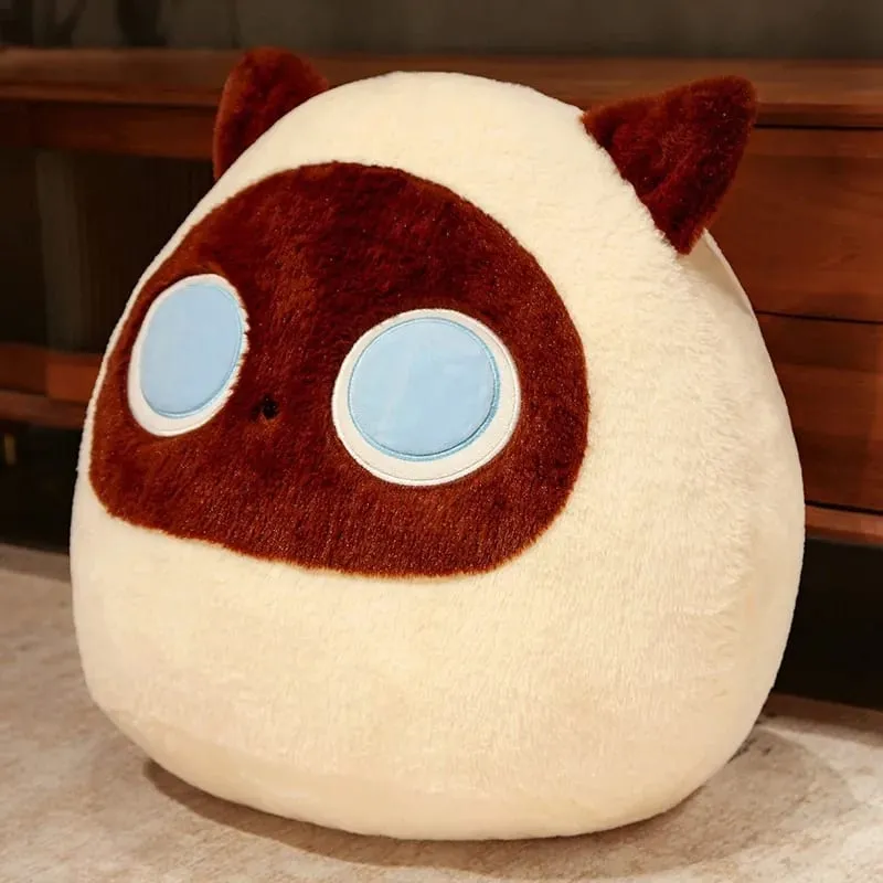 Bantal Mewah Kucing Hitam dan Coklat Bulat Lucu Berbulu Generik Boneka Lembut Mainan Sofa Tempat Tidur Bantal Punggung Dekorasi Rumah untuk Dewasa — image 11
