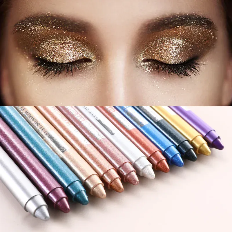 12 cores glitter caneta sombra de longa duração fosco sombra paleta brilhante iluminador prata roxo delineador lápis cosméticos — image 4