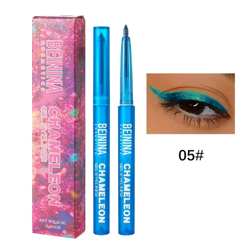 Pena Gel Eyeliner Kuning Metalik Bunglon Berkilau Eyeshadow Multiwarna Eye Liner Mutiara Terpolarisasi Glitter Pigmen Mata Makeup