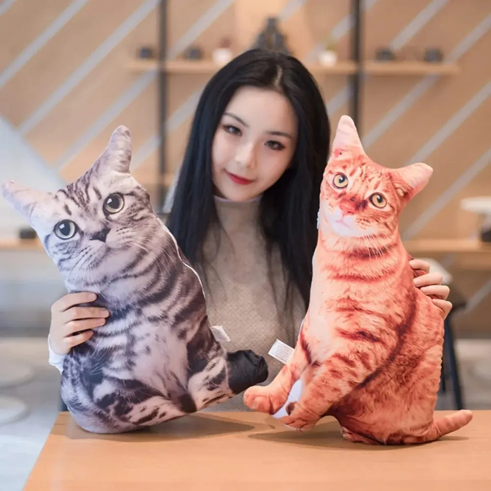 Oreiller en peluche de chat 3D réaliste et créatif, Simulation douce de chat, coussin d'animaux de dessin animé Kawaii pour filles — image 3
