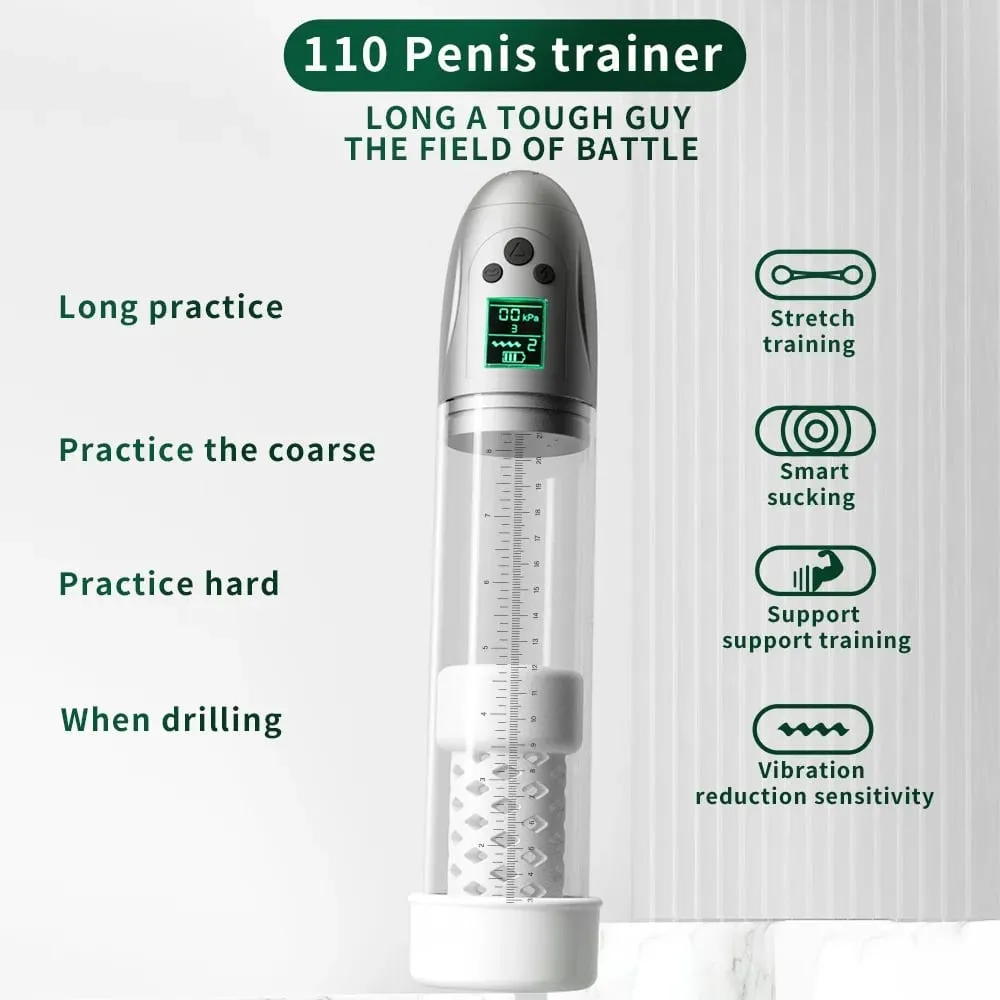 LCD Männlich Streicheln Spielzeug Automatische Druck Penis Erektion Training Reduktion Empfindlichkeit Sex Gerät Saug Vibration Masturbator — image 1