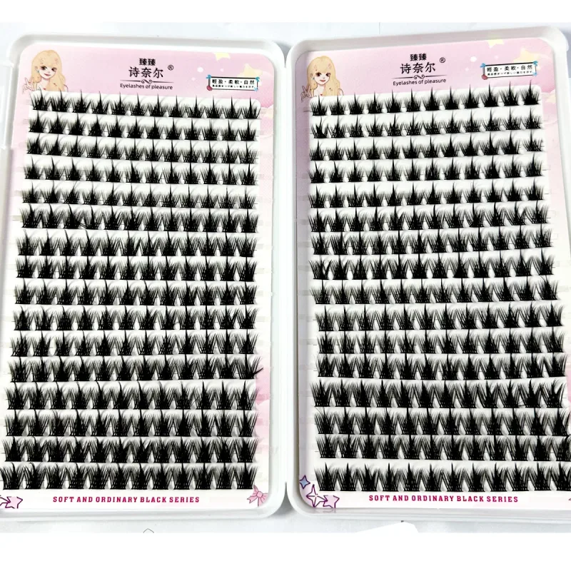 32 řad Fox Eye Manga Cluster Lashes Řasy Kočičí Eye Řasy Individuální řasy Přirozený vzhled DIY Prodloužení řas Objem Shluky řas — image 9