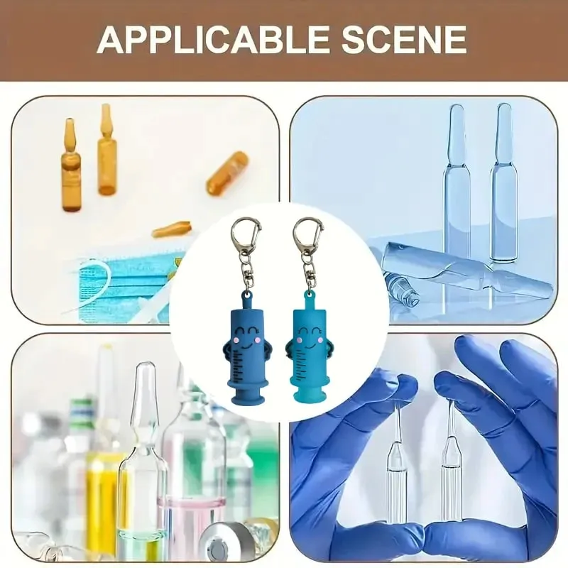 TT1pc Untuk Jururawat Rumah Dan Doktor Pemotong Getah Bantuan Ubat Alat Pemutus Vial Alat Pembuka Botol Ampul Berbentuk Syringe Rantai Kunci Pembuka Botol — image 4