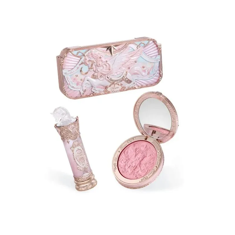 Flower Knows Knight Unicorn Collection Makeup Gift Set 3PCS Kit Eye Shadow Palette Long Lasting Lipstick Blusher Setting Powder — image 2