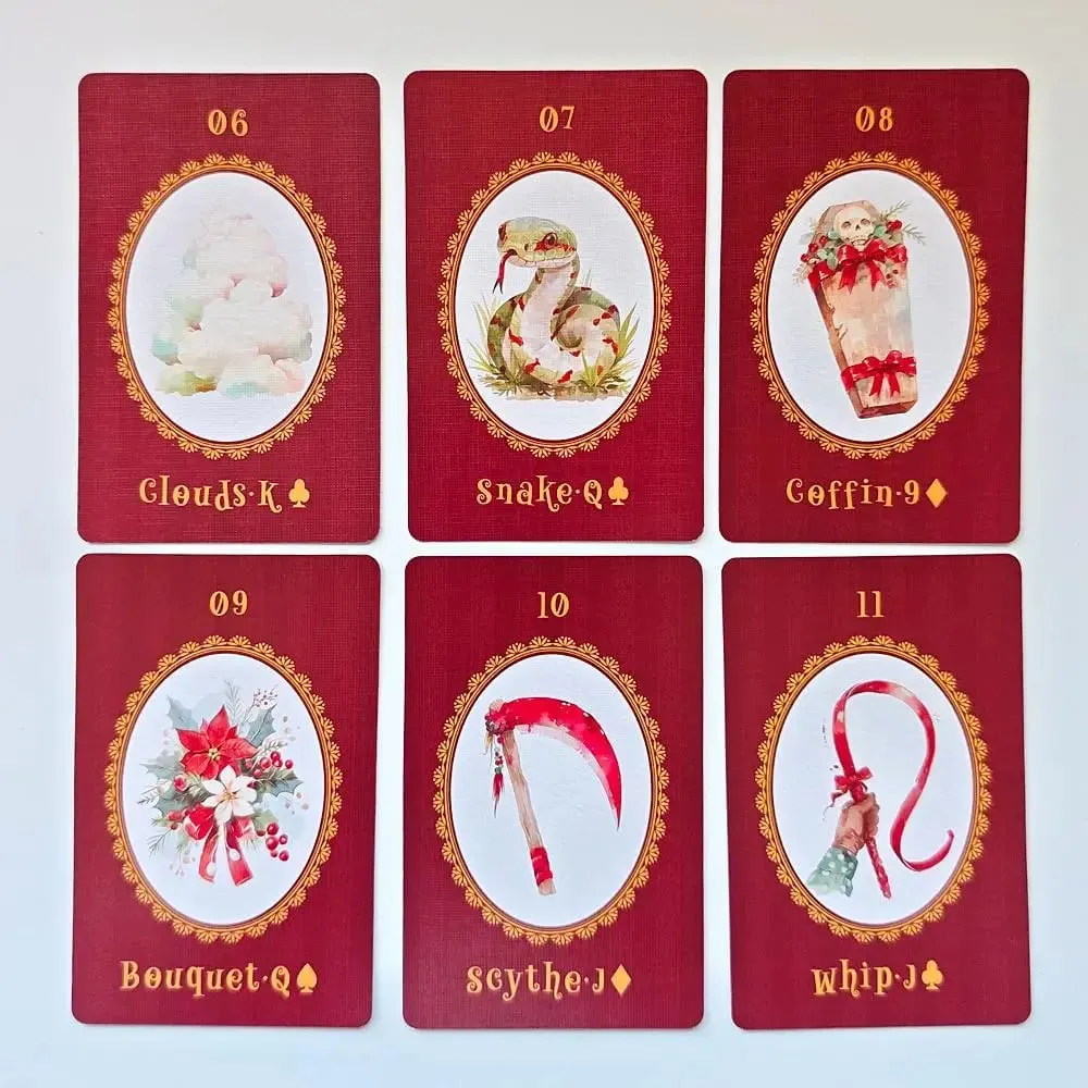 Christmas Carol Lenormand Deck 9*6cm 42 pièces jolies cartes Lenormand sur le thème de noël imprimées sur du papier cartonné Double gaufrage 350GSM — image 8