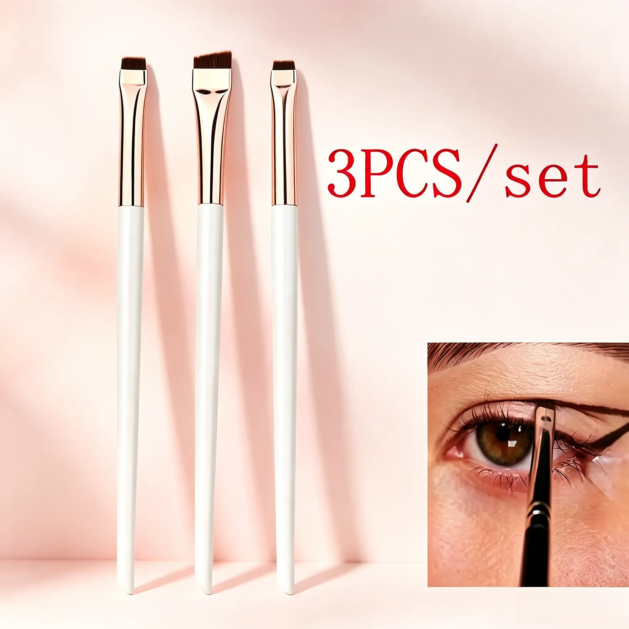 3 Keping/set Berus Celak Bilah Berus Kening Mudah Alih Pelapik Mata Halus Rata Kontur Alis Berus Mekap Alat Mekap — image 1