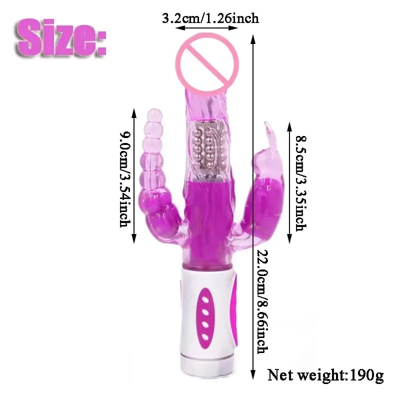 Silikon-Kaninchenvibrator, 3-in-1-G-Punkt-Klitoris-Analperlen-Stimulator, 10 Modi, stoßendes, vibrierendes Sexspielzeug für Frauen — image 2