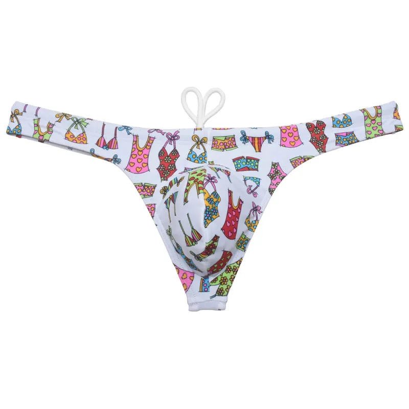 Sexy Swim Thong Men's Swimwear Bikini Briefs Drawstring Quick-dry Elastic Underwear Pouch Beach Tangas Surfing Poolside — image 3