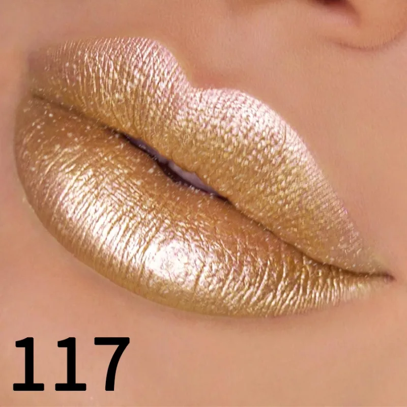 1PC glitter metallic lipstick finish hydrating 19 colors red pink sparkling highly pigmented lip tints lips makeup gifts cosmet — image 24