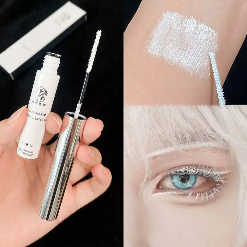 Rímel 3d de alongamento branco, à prova d'água, multifuncional, tintura de sobrancelha branca, creme, cosplay, palco, festa, ferramentas de maquiagem para os olhos
