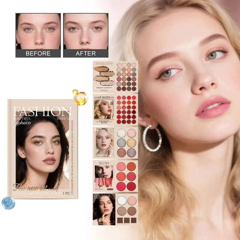 Ensemble de maquillage tout-en-un, pigments naturels, fard à paupières, fard à joues, reflets de Contour, brillant à lèvres, Kit cosmétique complet pour visage, fête quotidienne pour débutant — image 2