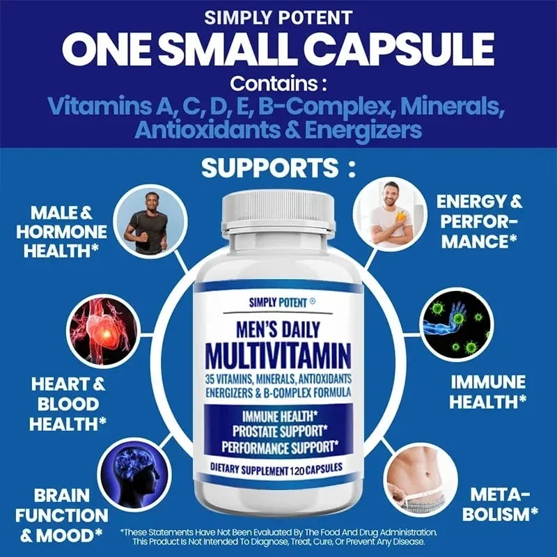 Multivitamin Harian Pria untuk Metabolisme Konsentrasi Energi Prostat Vitamin Imunitas: A C D E (B1 B2 B3 B5 B6 B7 B9 B12) — image 3