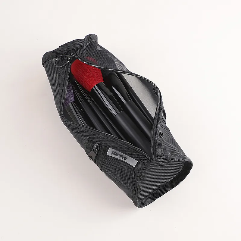 【M】Mesh Dual-use Makeup Brushes Holder Travel Cosmetic Bag Organizer Brushes Pens Tube Container Stand-up Pouch Cosmetic Tool — image 5