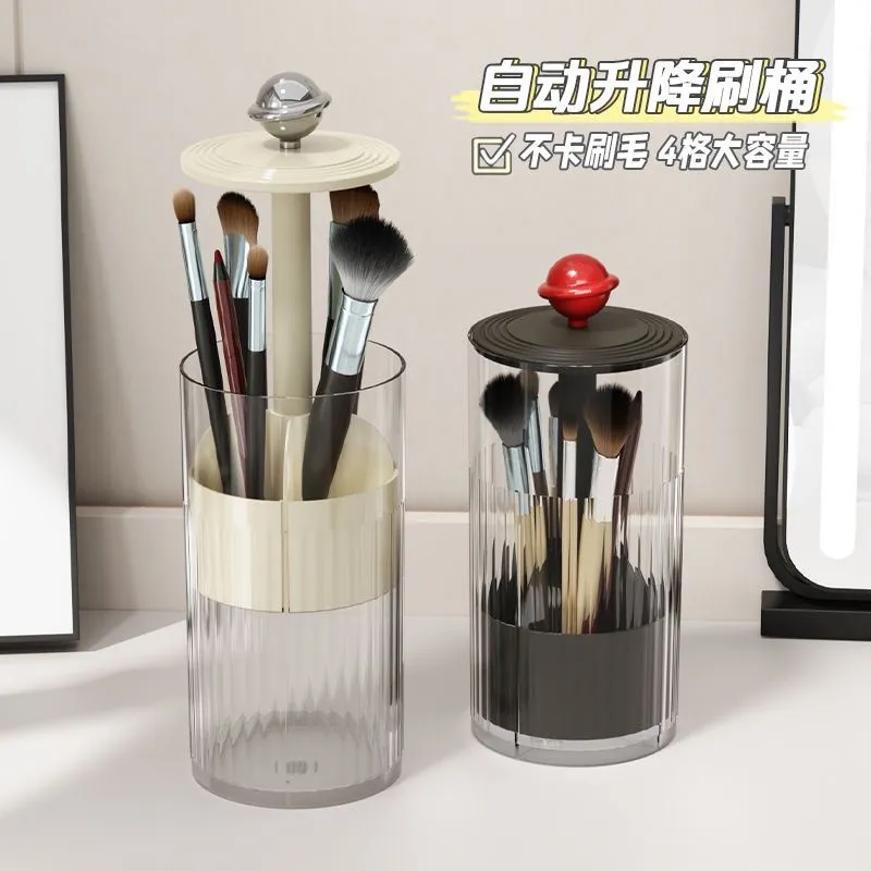 Pemegang Berus Solek Mengangkat Automatik Penyusun Kosmetik Kalis Debu Bekas Storan Desktop Mewah Berus Solek Pemegang Pen — image 3