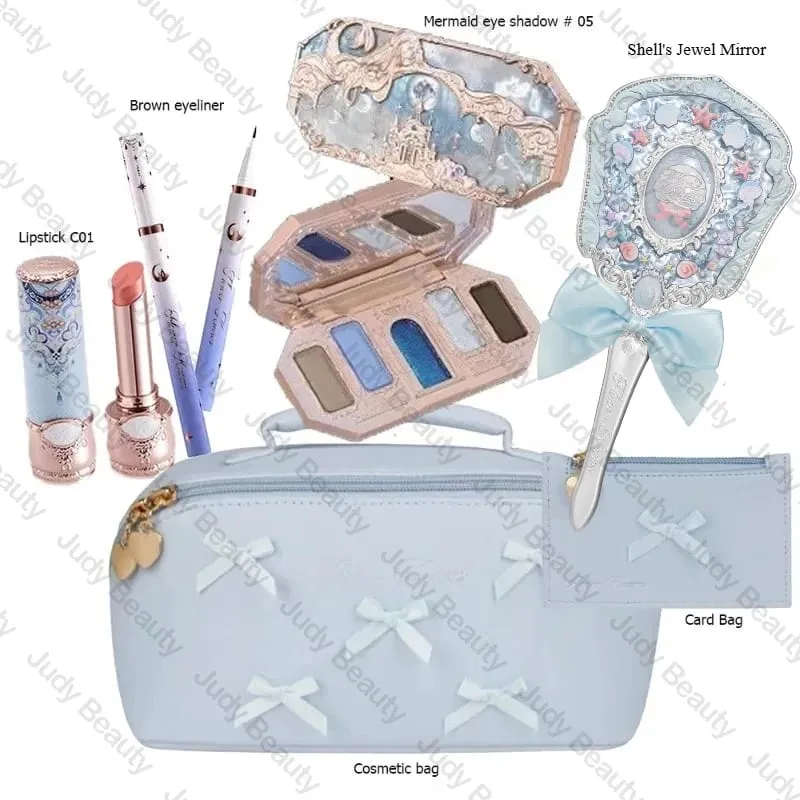 Make-up Flower Knows Set Shell Pearl Series Šestibarevná paleta očních stínů Embosovaná Blusher Shine Lipstick Kit with Bag All In — image 2