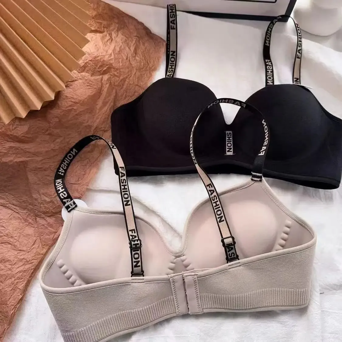 หนา 5 ซม. Push-Up Bra - เต้านมเล็กรวบรวม Anti-Sagging นุ่มหน้าอกแบนชุดชั้นในพิเศษไม่มีแหวนเหล็ก