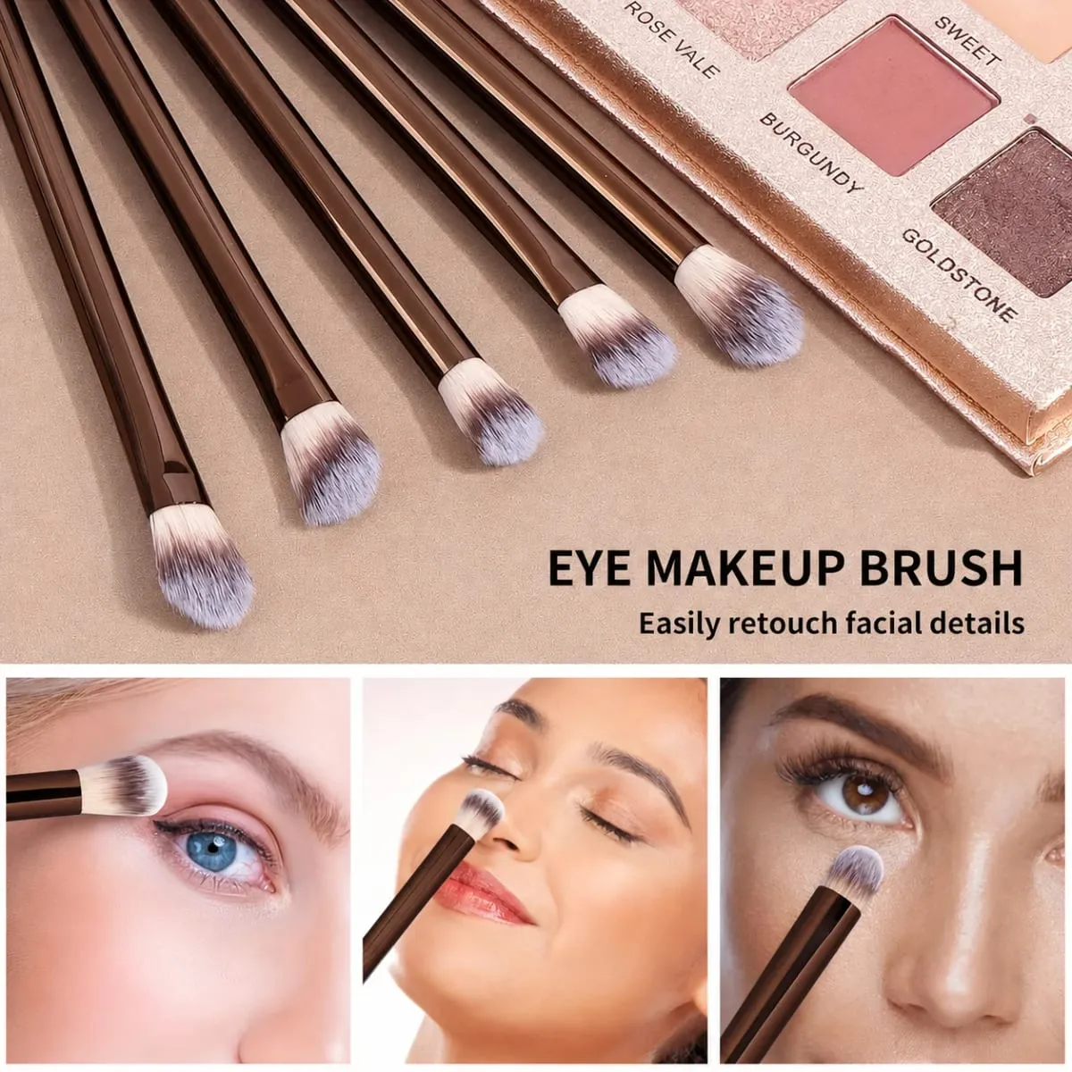 Kit per trucco professionale da 17 pezzi, incluso 13 pennelli in alluminio, borsa per il trasporto e 3 bignè in spugna, ombretto in polvere, fard e dettagli. — image 3