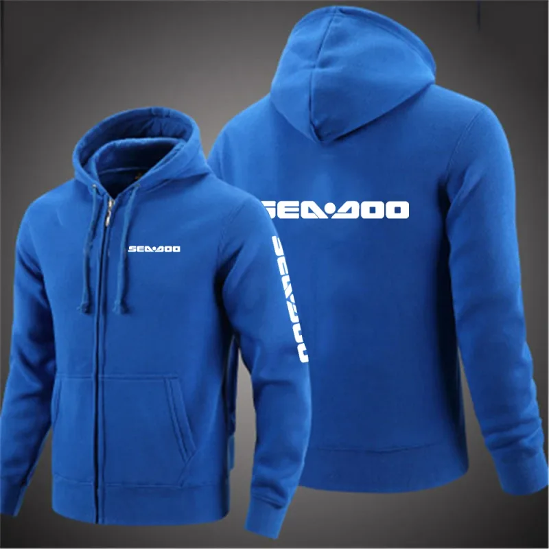 Sea Doo Seadoo Moto 2023 hommes nouveau manches longues coton couleur unie fermeture éclair sweats à capuche pour couple personnalisé sweat à la mode hauts — image 2