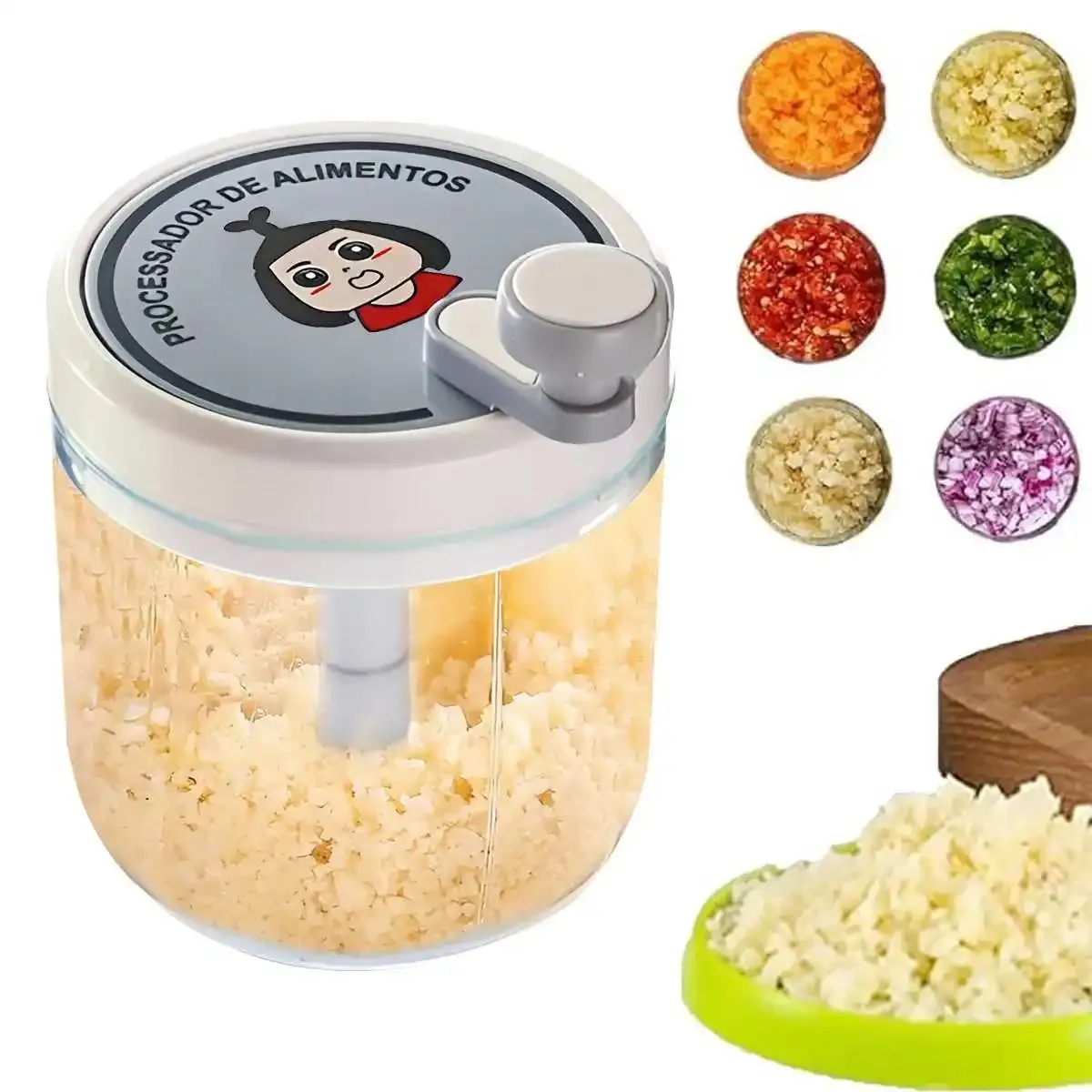 Penghancur Bawang Putih Pencincang Pencincang Sangat Cekap untuk Pengisar Manual Pelbagai Fungsi Rumah dengan Bilah Selamat — image 6