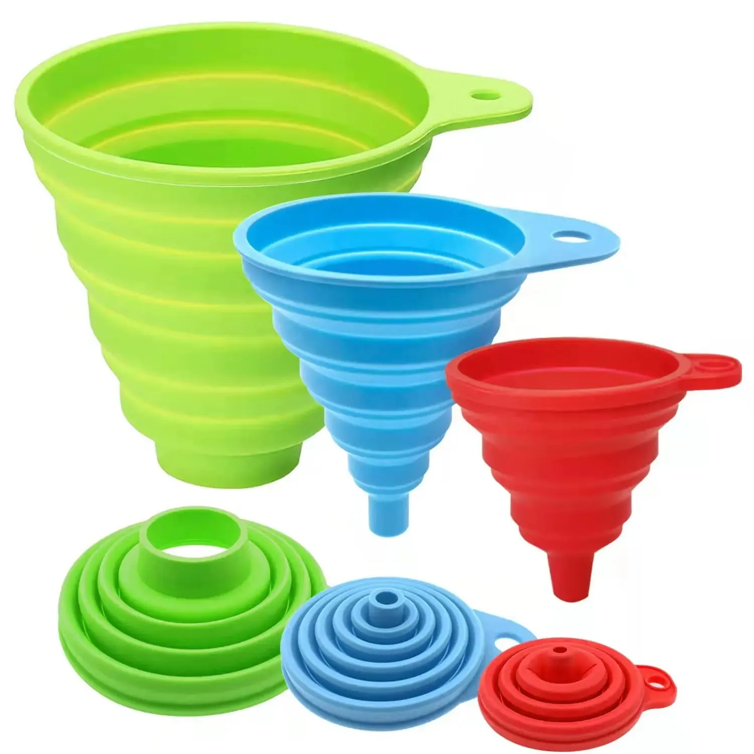 Corong Silikon untuk Penggunaan Dapur Botol Pengisi Transfer Bubuk Cair (3 Buah) 1 Set Corong Mulut Lebar/Mini/1 Kecil/1 — image 2