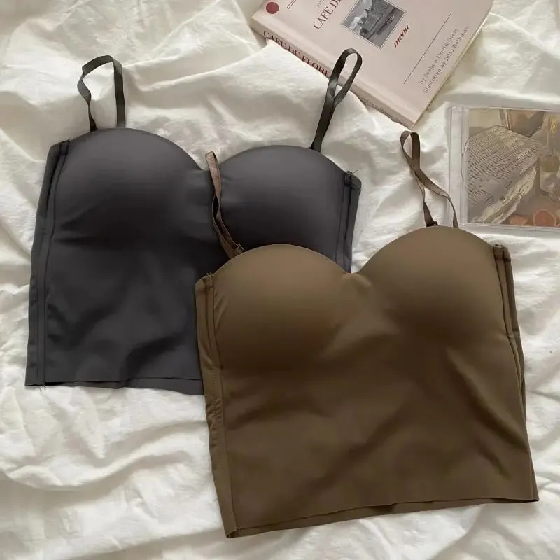 Heiße Mädchen Dünne Abschnitt Doppel Straps Einfarbig Hosenträger Innen Sport Weste Sexy Oberbekleidung Boden Schlanke Frauen Crop Tops bh — image 5