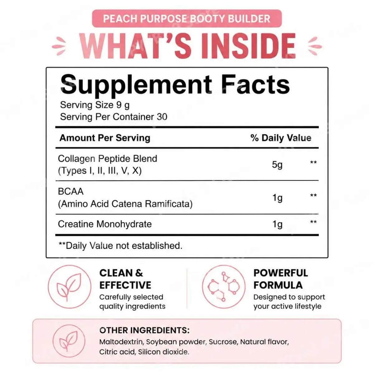 Peach Purpose Collagen Powder Skin Elasticity & Workout Recovery Support for Active Fitness and Strength Routines 30 Servings — image 6