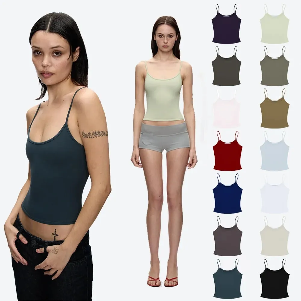 เสื้อกล้ามฤดูร้อนสีทึบเสื้อชั้นในทรงสลิมฟิตเสื้อแขนกุดอเนกประสงค์แบบพื้นฐานหลายสีเสื้ออเนกประสงค์แบบพื้นฐานสำหรับการเดินทางทุกวันเสื้อชั้นในทรงสลิมฟิต — image 2