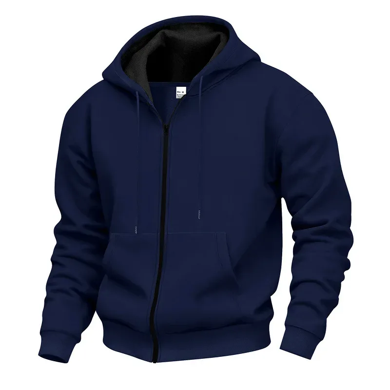 New 2026 Men's Autumn Casual Solid Long Sleeve Zipper Hooded Sweatshirt Coat Male Fashion Outdoors Sportswear Hoodies Jackets — image 16