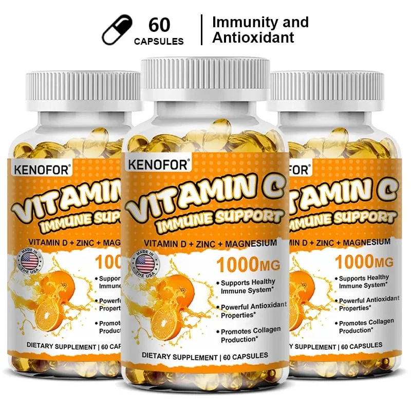 Cápsulas de vitamina C, antioxidante, suporte ao sistema imunológico, produção de energia celular, brilho da pele e síntese de colágeno — image 10
