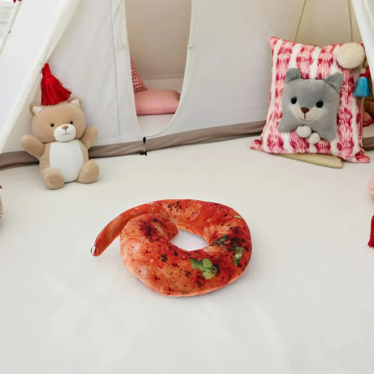 Poduszka pod kark z grillowanymi krewetkami Realistyczny projekt gotowanych krewetek Miękka poduszka do przytulania do podróży Wystrój domu Pokój tematyczny z jedzeniem Nowość — image 2