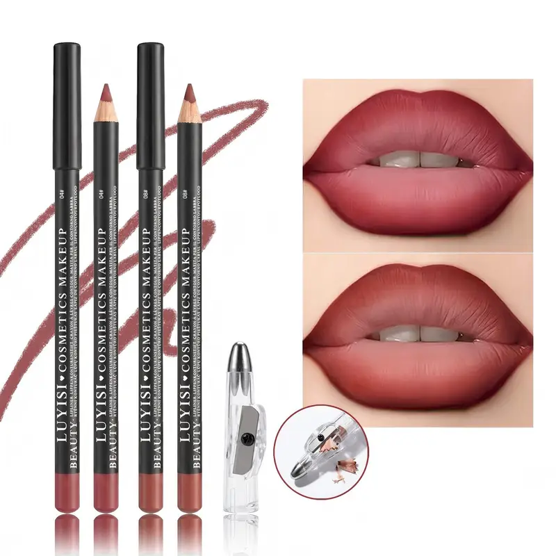 Set professionale di matite per labbra con temperamatite 2 matite per labbra impermeabili + 1 temperamatite Velluto opaco a lunga tenuta a prova di trasferimento — image 2