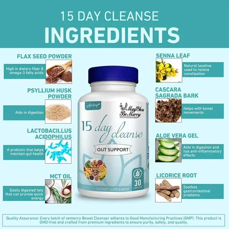 ทำความสะอาดลำไส้และลำไส้ & ดีท็อกซ์สำหรับการลดน้ำหนัก-15 วัน Quick Cleanser - อาหารเสริมแคปซูลเพื่อล้างสารพิษและเพิ่มพลังงานสำหรับผู้ใหญ่ — image 4
