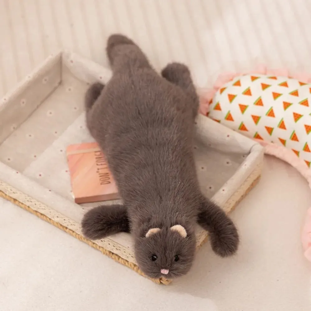 Oreiller en peluche furet doux, Texture moelleuse, coutures denses, Long coussin de furet, Expression mignonne, oreiller Animal en peluche — image 2
