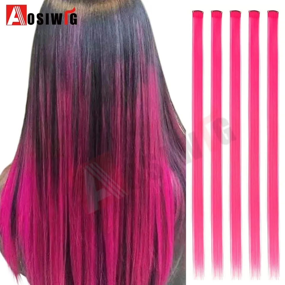 5PC สังเคราะห์ Feather Hair Extensions พร้อมคลิปทนความร้อนตรงผมสีสีดำคลิปผมสตรี 8G — image 19