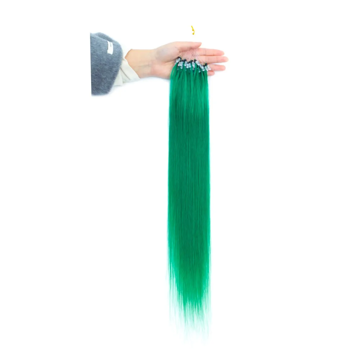 Extensions de cheveux humains colorés à micro maillons, sans colle, cheveux humains vierges, pour femmes et filles, 50 brins colorés, 30G, gris — image 13