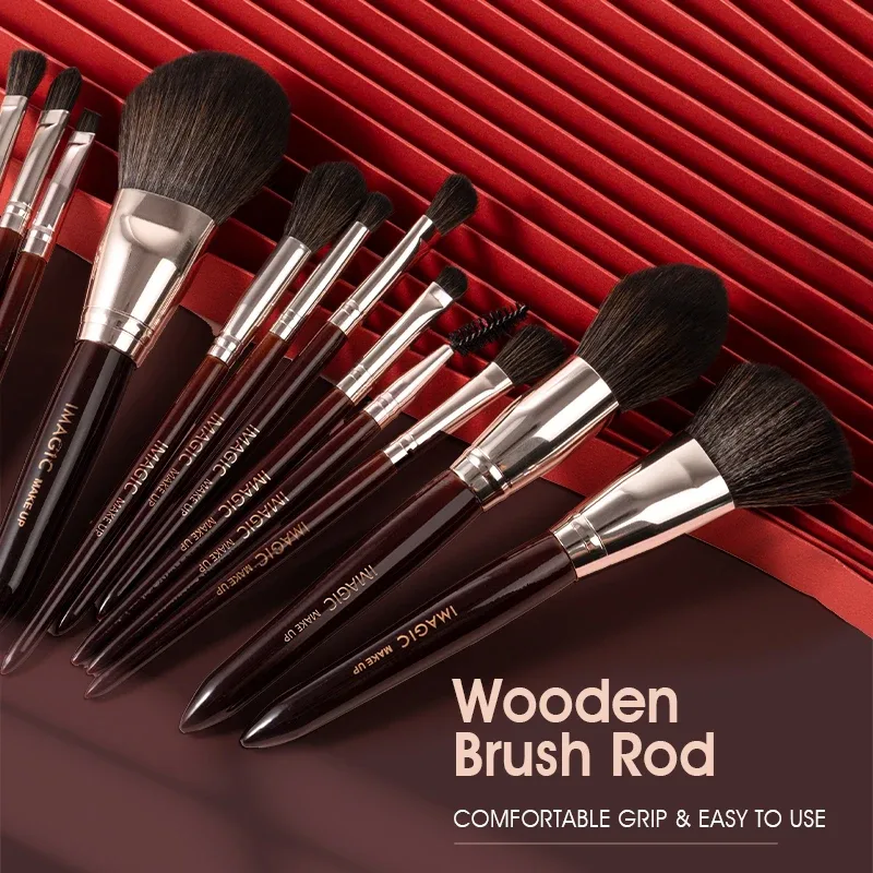12 Buah/Kit Set Kuas Rias Eyeshadow Bedak Blush Stabilo Rambut Sintetis Alami Alat Kecantikan Kosmetik Profesional — image 3