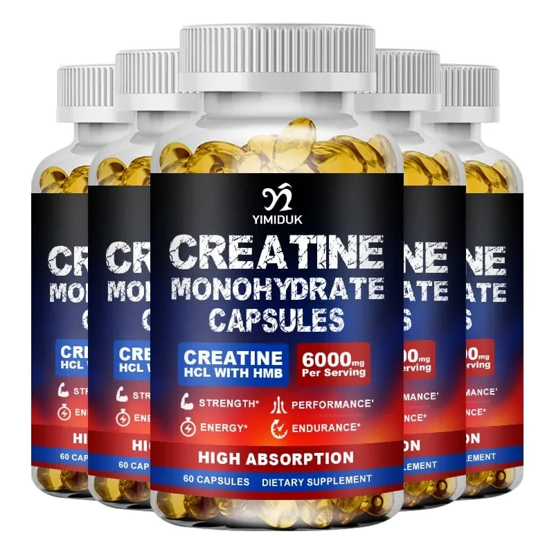 Creatine Monohydrate 6000mg Kapslar med Creatine HCL & HMB Boost Lean Muscle Förbättra träningsuthållighet Lättare muskeltrötthet — image 11
