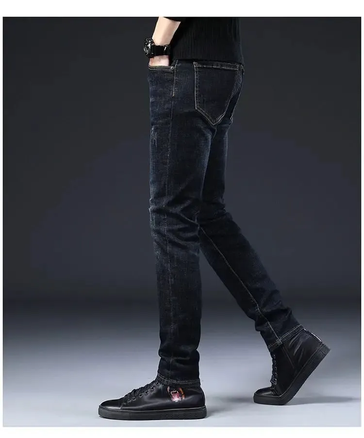 High-end กางเกงยีนส์ผู้ชายฤดูร้อนใหม่เย็บปักถักร้อยพิมพ์ Slim-fit ขนาดเล็กกางเกง Punk เสื้อผ้าแบรนด์หรูกางเกงยีนส์ผู้ชาย — image 4