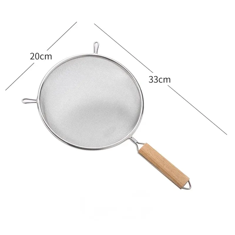 1-3 szt. Drewniany uchwyt przesiewacz do mąki i sitko z drobnymi oczkami ze stali nierdzewnej do pieczenia w domu gotowanie filtrowanie soków i proszku — image 12