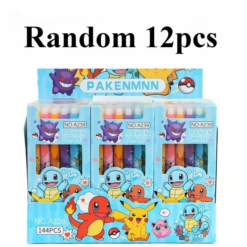 สุ่ม 6/12/24pcs Pokemon 0.5 มม.หมึกสีฟ้า Erasable Neutral ปากกาน่ารักนักเรียนโรงเรียนเครื่องเขียนการ์ตูน rubbable ปากกา — image 8