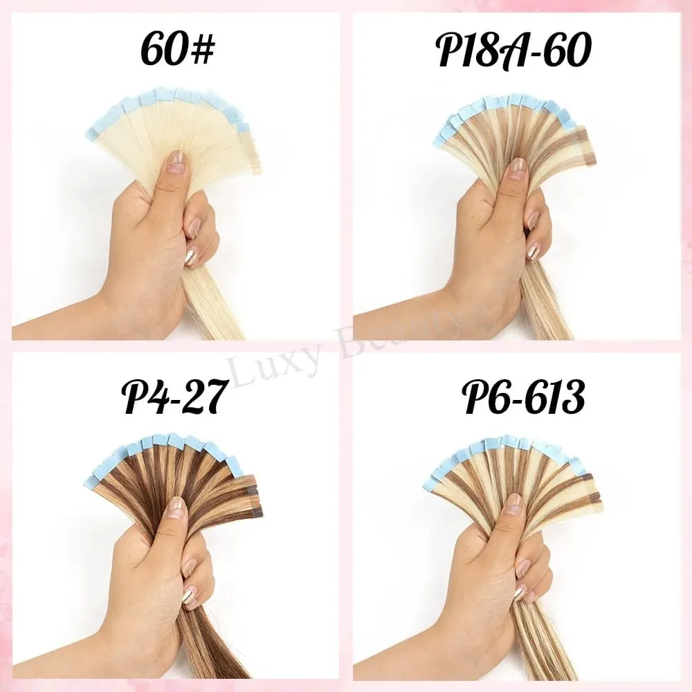 Blonde Mini Tape in Human Hair Extensions Double Side Seamless Natural Straight Black Brown Tape Ins Hair Extensions 10pcs/set